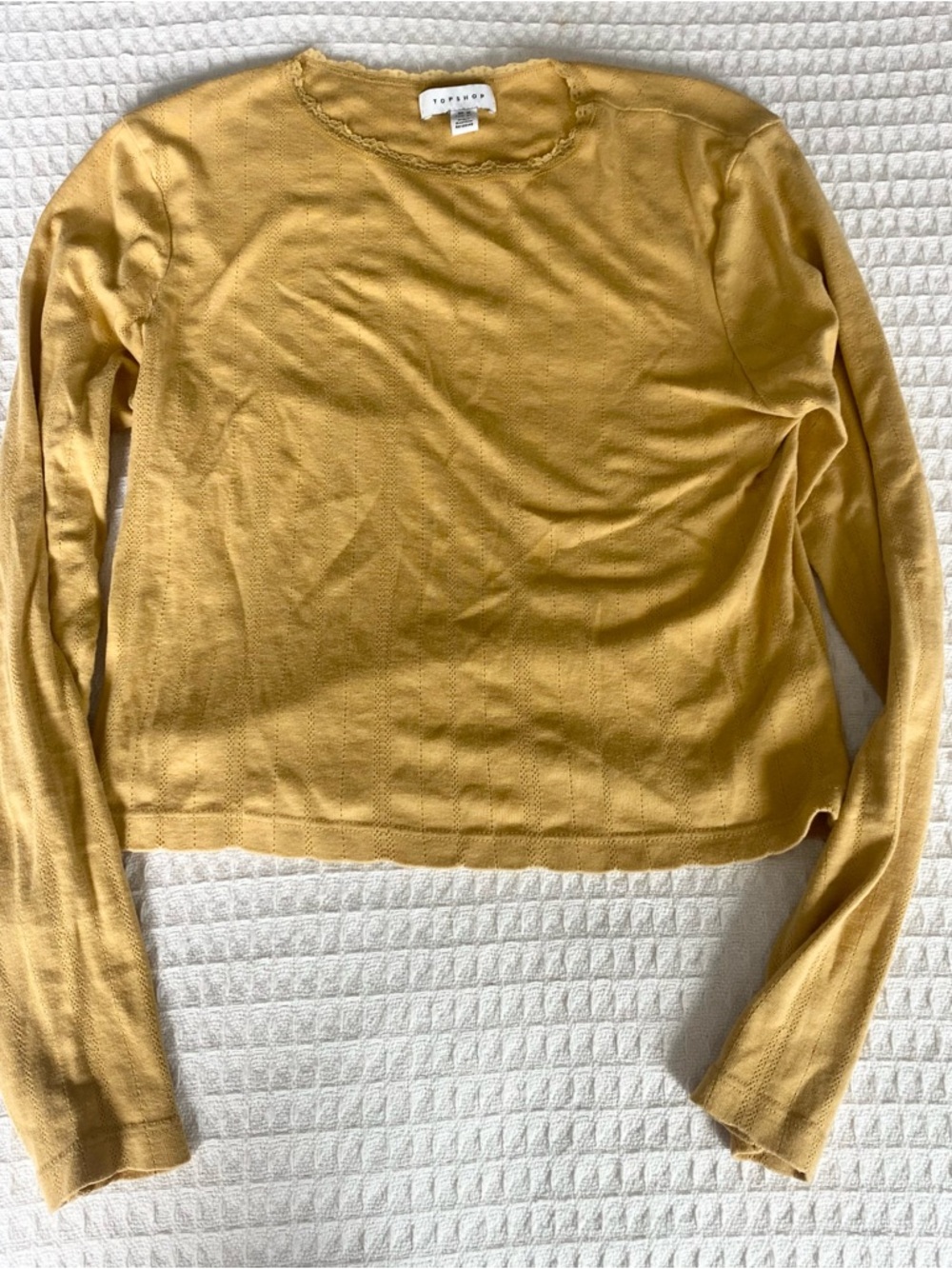 Topshop Golden Yellow Long-Sleeve Knit Top size 8